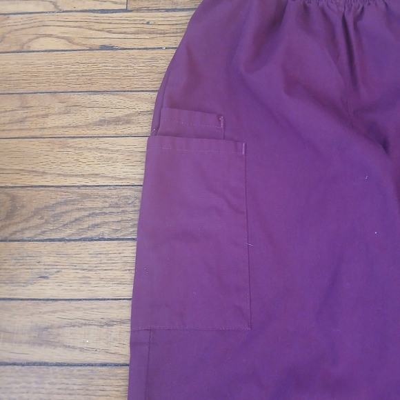 Scrubzone by Landau - Women's Burgundy/Wine Stretch Uniform Small Scrub Pants - Picture 6 of 8